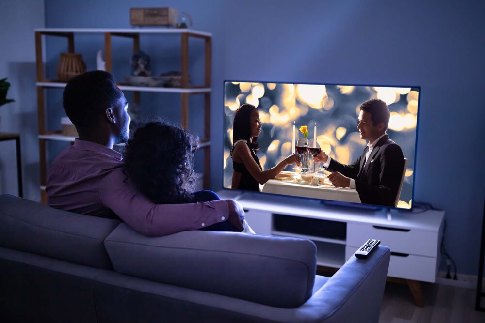 A couple watching a movie